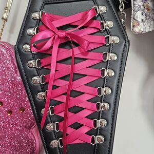 Dolls Kill Widow Lace Up Coffin Cross Body Bag